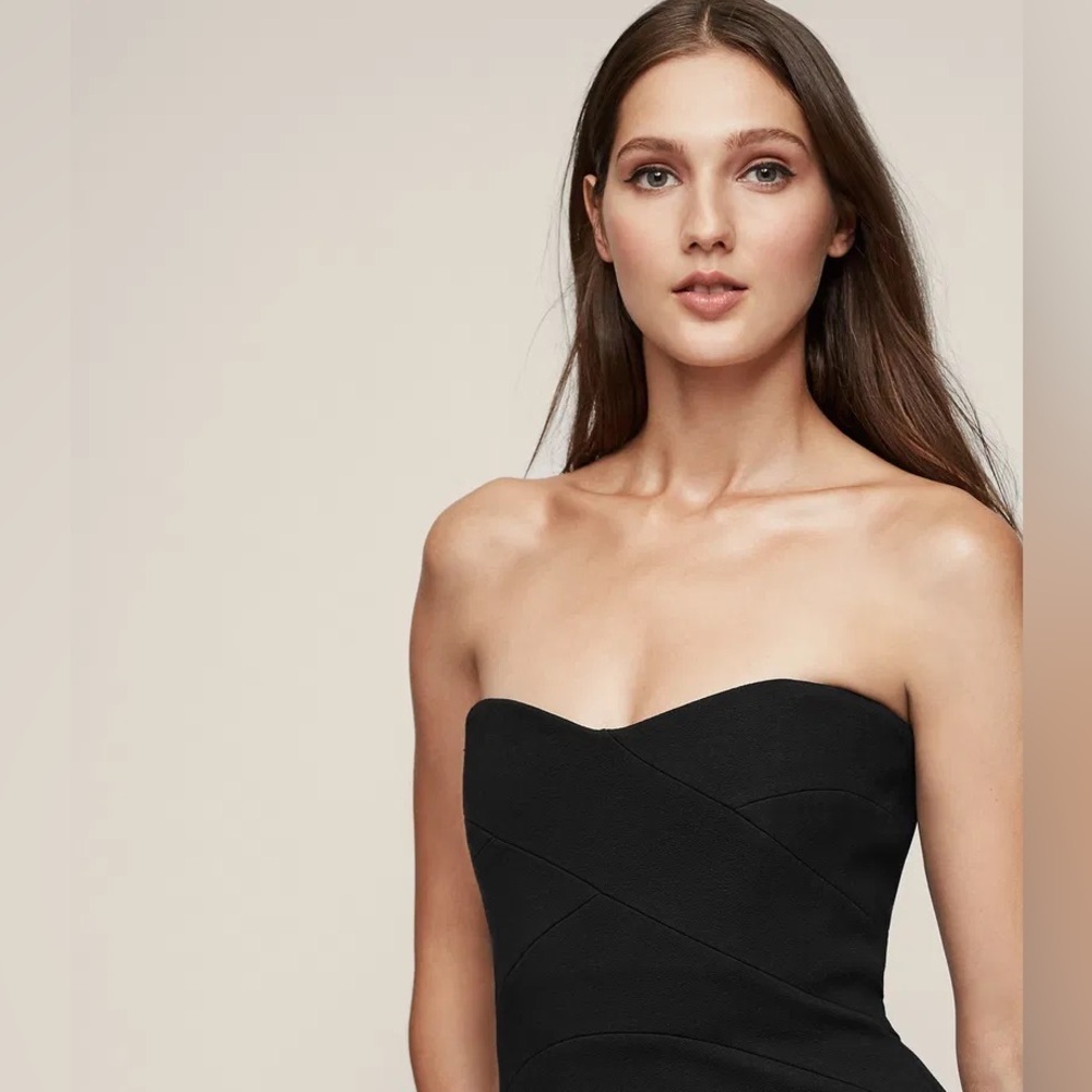 NWT Reiss Miranda Jersey Strapless Bandeau Bodycon Mini Dress Black size 2 - Picture 4 of 10